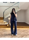 LACİVERT TENSEL NEVÜRLÜ BLUZ PANTOLON TAKIM-250483