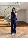 LACİVERT TENSEL NEVÜRLÜ BLUZ PANTOLON TAKIM-250483