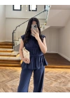 LACİVERT TENSEL NEVÜRLÜ BLUZ PANTOLON TAKIM-250483