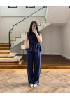 LACİVERT TENSEL NEVÜRLÜ BLUZ PANTOLON TAKIM-250483