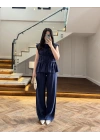 LACİVERT TENSEL NEVÜRLÜ BLUZ PANTOLON TAKIM-250483