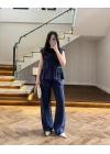 LACİVERT TENSEL NEVÜRLÜ BLUZ PANTOLON TAKIM-250483