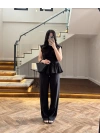 SİYAH TENSEL NEVÜRLÜ BLUZ PANTOLON TAKIM-250483
