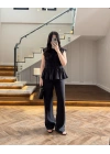SİYAH TENSEL NEVÜRLÜ BLUZ PANTOLON TAKIM-250483