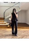SİYAH TENSEL NEVÜRLÜ BLUZ PANTOLON TAKIM-250483