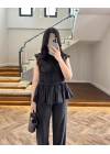 SİYAH TENSEL NEVÜRLÜ BLUZ PANTOLON TAKIM-250483