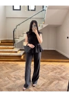 SİYAH TENSEL NEVÜRLÜ BLUZ PANTOLON TAKIM-250483