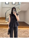 SİYAH TENSEL NEVÜRLÜ BLUZ PANTOLON TAKIM-250483