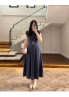 LACİVERT TOKA DETAYLI TENSEL ELBİSE -260990