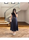 LACİVERT TOKA DETAYLI TENSEL ELBİSE -260990