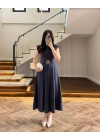 LACİVERT TOKA DETAYLI TENSEL ELBİSE -260990