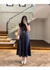 LACİVERT TOKA DETAYLI TENSEL ELBİSE -260990