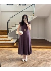 BORDO TOKA DETAYLI TENSEL ELBİSE -260990