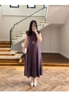 BORDO TOKA DETAYLI TENSEL ELBİSE -260990