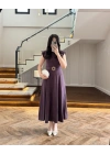 BORDO TOKA DETAYLI TENSEL ELBİSE -260990