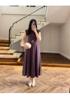 BORDO TOKA DETAYLI TENSEL ELBİSE -260990