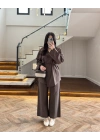 KAHVE BAĞCIKLI KİMONO TAKIM -8968