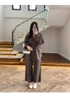 KAHVE BAĞCIKLI KİMONO TAKIM -8968