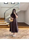 KAHVE SU YOLU TENSEL ELBİSE -260927