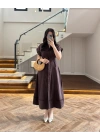 KAHVE SU YOLU TENSEL ELBİSE -260927