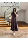 KAHVE SU YOLU TENSEL ELBİSE -260927