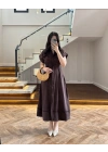 KAHVE SU YOLU TENSEL ELBİSE -260927