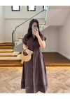 KAHVE SU YOLU TENSEL ELBİSE -260927