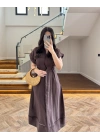 KAHVE SU YOLU TENSEL ELBİSE -260927