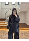 SİYAH ÜST BLUZ TOKALI PANTOLONLU TAKIM-51346
