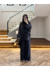 SİYAH ÜST BLUZ TOKALI PANTOLONLU TAKIM-51346