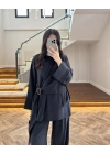 SİYAH ÜST BLUZ TOKALI PANTOLONLU TAKIM-51346