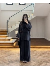 SİYAH ÜST BLUZ TOKALI PANTOLONLU TAKIM-51346