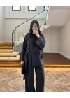 SİYAH ÜST BLUZ TOKALI PANTOLONLU TAKIM-51346