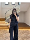 DENİM DÜŞÜK KOL YELEK PANTOLON TAKIM-260982