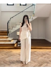 NATURAL ASİMETRİK BLUZ PANTOLON TAKIM-8784
