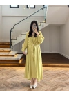 GÖMLEKLİ YAĞ YEŞİL ELBİSE-60629