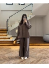 KAHVE TEK CEPLİ KETEN TAKIM-9007