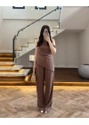 KAHVE ASİMETRİK TEK OMUZ BLUZ TAKIM-267330