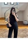 SİYAH ASİMETRİK TEK OMUZ BLUZ TAKIM-267330