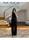 SİYAH ASİMETRİK TEK OMUZ BLUZ TAKIM-267330