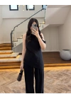 SİYAH ASİMETRİK TEK OMUZ BLUZ TAKIM-267330
