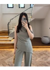 HAKİ ASİMETRİK TEK OMUZ BLUZ TAKIM-267330