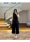 SİYAH SIFIR YAKA BAĞCIKLI YELEK PANTOLON TAKIM-267326
