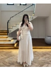 KRUVAZE BLUZ DRAPELİ ETEK TAKIM-260865