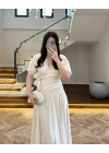 KRUVAZE BLUZ DRAPELİ ETEK TAKIM-260865