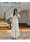 KRUVAZE BLUZ DRAPELİ ETEK TAKIM-260865