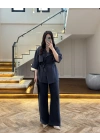 LACİVERT TENSEL YARIM KOL GÖMLEK PANTOLON TAKIM-267309