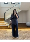 LACİVERT TENSEL YARIM KOL GÖMLEK PANTOLON TAKIM-267309