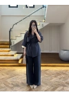 LACİVERT TENSEL YARIM KOL GÖMLEK PANTOLON TAKIM-267309