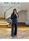 LACİVERT TENSEL YARIM KOL GÖMLEK PANTOLON TAKIM-267309